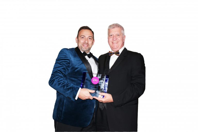 Jim Richardson from A1 Security Print presents Richard Tabberer from Premier Paper with their award.