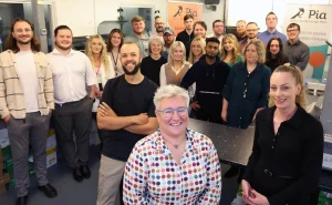 Sharon Williams (centre) and the team at Gwasg Pia