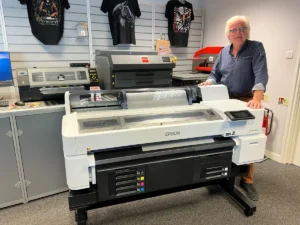 Jim Nicol with new Epson G6000 DTF Printer