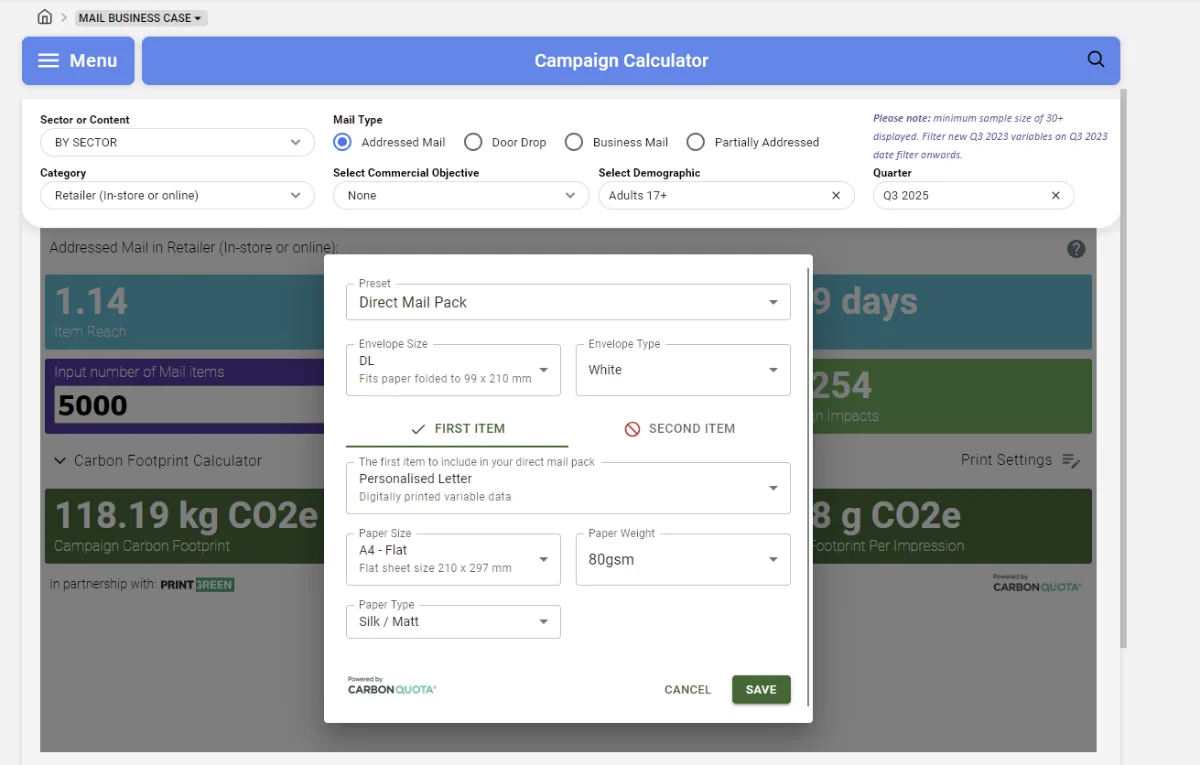 The latest upgrade to JICMAIL Discovery allows users to quantify the carbon footprint of mail production and delivery alongside their existing campaign performance data