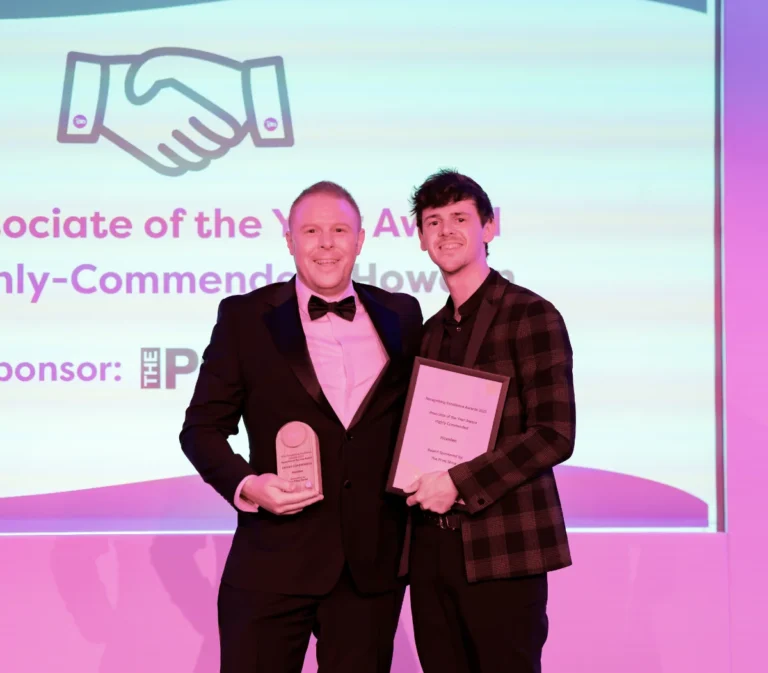 associate of the year highly commended l to r recipient howden's luke wildey and award sponsor the print show's jonathan pert