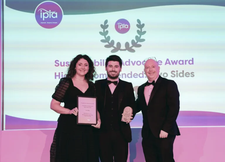 sustainability advocate award highly commended l to r award recipient two sides' gabbie birch and josh birch, with award sponsor morgana's ed hudson